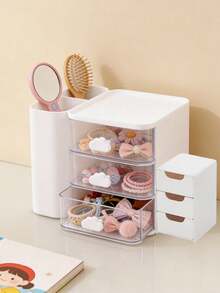 1pc Hair Accessory Storage Box, Cute Cloud Shaped Handle, 3 Compartments - Multicolor 2 - View 5