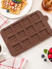 12-Cavity Waffle Silicone Baking Mold, Mini Waffle Shaped Mold For Homemade Waffles, Chocolate, Candy, Jelly, Pudding And Dessert Bites, DIY Bakeware For Breakfast, Brunch, Afternoon Tea And Family Baking - Multicolor - View 2