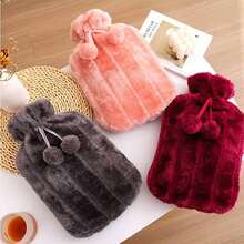 Removable And Washable Fabric Cover Hand Warmer, Large Capacity Hot Water Bottle, PVC Thickened Fillable Hand Warmer, Portable Winter Warmth Design, Multiple Styles And Colors Available, Hot Water Bottle - Multicolor - View 4