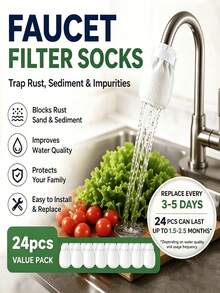 Universal Faucet Filter Bag Value Pack, High-Density Non-Woven White Quilted Easy-Install Filter Sleeve, Filters Rust, Sand, Sediment And Impurities, Suitable For Kitchen, Bathroom And Home Replaceable Water Filter Cartridge - Multicolor - View 6