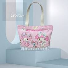 SANRIO 1 pc Tas Bekal Kanvas Motif Anime Kartun, Tas Tote Tangan, Kantong Penyimpanan, Tas Hadiah Kecil Lucu Ukuran Besar untuk Pelajar dan Pekerja Kantor, Tas Kotak Bento Insulasi - Berbagai gaya - View 3