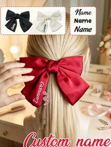 Personalized Wedding Bow, Customized Name Large Bow Hair Clip, Suitable For Daily Wear, Party, Wedding Styling, Customizable Women's Birthday Gift - Multicolor - View 2