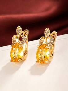 1 Pair Oval Swirl Element Ear Cuffs, Shiny Gold Tone, Date Party Gift Women's Decorative Earrings Accessory - Earrings - View 3