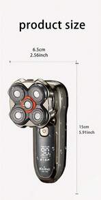 Kemei KM-1399 Men's Electric Shaver Waterproof Rechargeable Razor Magnetic Dual Head Replaceable Type-C Lithium Battery Bald Men Hair Clipper High Definition LED Digital Display Beard Trimmer Suitable For Business Travel Gift For Men - Silver - View 11