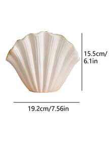 1pc Shell Shaped Flower Vase, Fluted Wave Design Tabletop Decor Vase, For Living Room Bedroom Office Wedding Table Arrangement, Aesthetic Desktop Centerpiece, Modern Minimalist Home Ornament - Multicolor - View 8