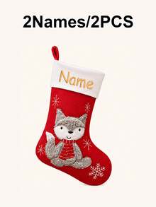Custom Embroidered Name Christmas Stocking, Personalized Christmas Theme Mantel Decor, Festive Holiday Fireplace Decor, Customized Name Gift Bag, Christmas Tree Ornaments, Customizable Xmas Stocking For Home Party, Christmas Gift For Family, Friends - Style B - View 20