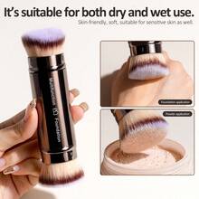 BS-MALL Double-Ended Telescopic Travel Foundation Brush Lightweight Professional Portable - Brown - View 3