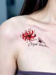 4pcs Temporary Tattoo Sticker, Chinese Style Otherworldly Flower Lotus Peony Floral Pattern, Realistic Fake Tattoo Design, For Daily Wear, Bachelorette Party Favors, Music Festival, Game, Graduation Gift, Lasts 3‑5 Days - Multicolor - View 7