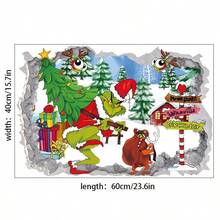 FIFA Stiker Dinding Natal The Grinch Gaya Baru PVC Kartun Film Monster Hijau Dekorasi Dinding Decal - stiker - View 13