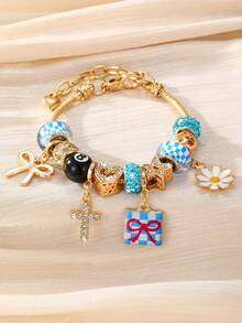 NAIZHU 1/3 pcs Gelang Liontin Pita Daisy Hati Multi-Elemen Gaya Eropa & Amerika Cocok untuk Wanita Pemakaian Sehari-hari dan Kencan - MultiWarna - View 9