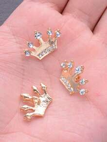 6pcs/Pack Crown Shaped Rhinestone Embellished Exquisite High-End Metal Buttons, Suitable For Shirts, Cardigans, Wedding Dresses, Suits, Jackets, Collar Buttons, Cufflinks, DIY Bags, Gift Boxes, Hair Accessories, Jewelry Accessories - Multicolor - View 7