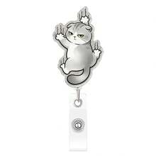 1pc Fun Cat Design Retractable Lanyard, Climbing Cat Decorative Stretch Cord, Office Desk Accessory - Multicolor - View 14