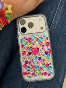 Bedazzling gnistrande DIY-mobilskal med strass och ädelstenar + klistermärken, kompatibelt med 18 Pro Max, 17, 16, 15, 14, 13, 12 Pro Max, 11, bling strassmobilskal - älskar diamant - Visa 2