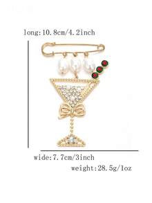 1-Piece Set Vintage Light Luxury Alloy Pearl Rhinestone Bow Pendant Large Brooch For Women, Cocktail Party Outfit Accessory - Multicolor - View 5