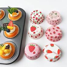 Strawberry Pattern Greaseproof Paper Muffin Liners, Disposable Cupcake Cups, Gradient Color Baking Cake Liners, Suitable For Baking Paper Cups And Muffin Cups Packaging, Suitable For Cakes, Candy Making, Suitable For Holidays, Weddings, Valentine's Day And Various Anniversaries. - Strawberry Cake Cupcake Liners - View 11