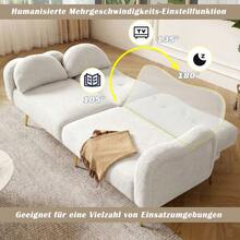 [Bedroom Function] 2-Seater Sofa Bed - Modern 2-Seater Sofa With Adjustable Backrest + Gold-Plated Metal Legs, Integrated Bedroom Function. 2-In-1 Multifunctional Furniture. - White + Foam + 2 Seat + Foam - View 11