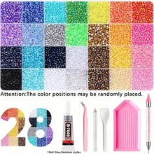 Set Profesional DIY Rhinestone Resin 40/28/24/15 Warna, Set Rhinestone Datar Resin Jelly Berwarna-warni, Bahan Kerajinan Tangan DIY Rhinestone Dekoratif Berkilau, Cocok untuk Lukisan Berlian DIY, Gelas Air, Dekorasi Rhinestone Casing Ponsel, dan Skenario Kerajinan Tangan Lainnya - batu permata imitasi - View 7