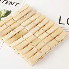 20pcs Natural Bamboo Clothes Pegs, Heavy‑Duty Spring Laundry Clothespins For Outdoor Drying, Multi‑Purpose Wooden Clips For Photos Crafts Home Use - Multicolor - View 3
