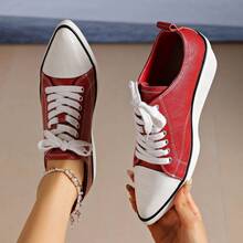 2026 Women's Casual Lace-Up Platform Thick Sole Versatile Fashion Sports Shoes - Red - View 6