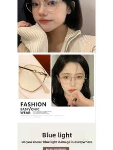 A Pair Of Cat-Eye Metal Stylish Sexy Solid Color Photochromic Glasses, Suitable For Daily Use - Clear - View 5