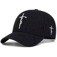 1pc Women's Faith Letter Embroidered Baseball Cap With Cross Pattern, Adjustable Sun Protection Casual Hat For Spring/Autumn Travel, Beach Vacation - Multicolor - View 2