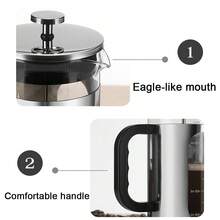 Coffee Machine, French Filter Press, Used To Filter Coffee, Loose Tea And Milk Foam, Stainless Steel Filter, Heat-Resistant Borosilicate Glass - Black - View 8
