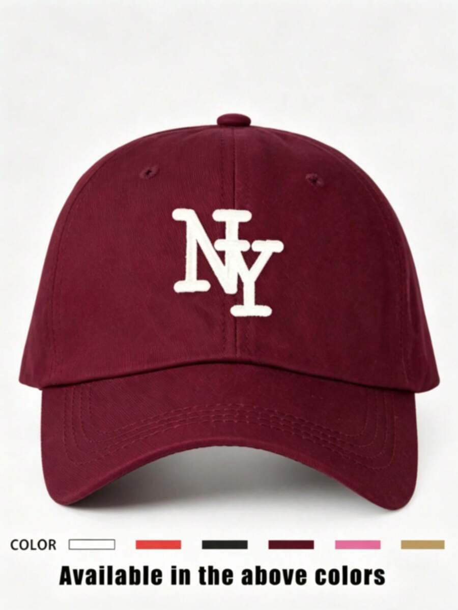 1pc NY Letter Embroidered Baseball Cap - Adjustable Sun Protection Hat Suitable For Hiking, Climbing, Travel And Outdoor Activities