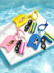 Swimming Theme Creative Keychain, Mini Goggles, Kickboard And Athlete Shaped Accessories Keyring, Bag Charm, Gift For Swimming Enthusiasts - Multicolor - View 1