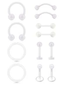 CIZME Mix Style 16G Colorful Clear Piercing Retainer Flexible Bioflex Plastic Piercing For Work Surgery Lip Nose Stud Eyebrow Tongue Earring Industrial - 12pcs/set - View 11