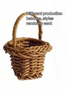 1/2/10pcs Mini Woven Baskets, Bohemian Style Rustic Plastic Faux Rattan Storage Baskets, Suitable For Wedding Favors, Party Decor, Home Decor, Event Gift Baskets, Valentine's Day, Birthday And Other Holiday Decorations - Multiple Styles - View 10