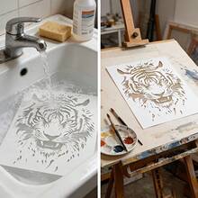 Tiger Template, A4 Size Suitable For Wood, Canvas, Fabric, Wall, Furniture DIY Crafts & Home Decor, Reusable Fabric, Canvas, Card Making 11.7 Inch X 8.3 Inch Stencil - A - View 5
