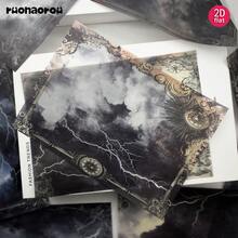 Ruonaorou 12pcs/Set Vintage Dark Clouds & Lightning Gothic Style Translucent Vellum Paper Junk Journal Material, Premium Translucent Dark Clouds & Lightning Vellum Paper For Planner, Journal, Diary, Envelope, Greeting Card Decoration DIY Junk Journal (2D Flat A5) - A - View 7