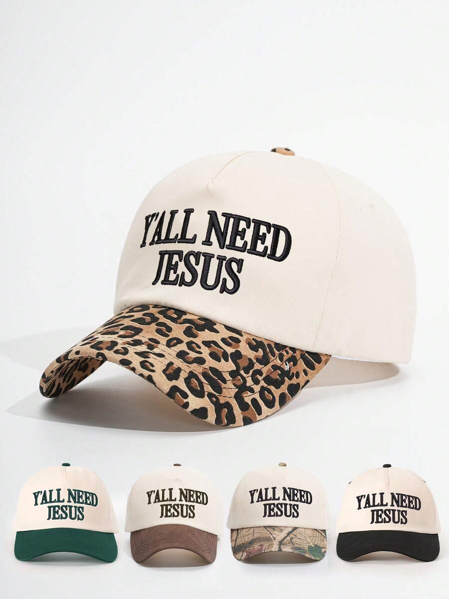 1pc Women's "You All Need Jesus" Trucker Hat, Personalized Letter Embroidery Baseball Cap, Street Fashion Five-Panel Hat, Outdoor Sun Protection Casual Hat, Suitable For Spring And Autumn Travel, Beach Vacation Wear. - Multicolor - View 1