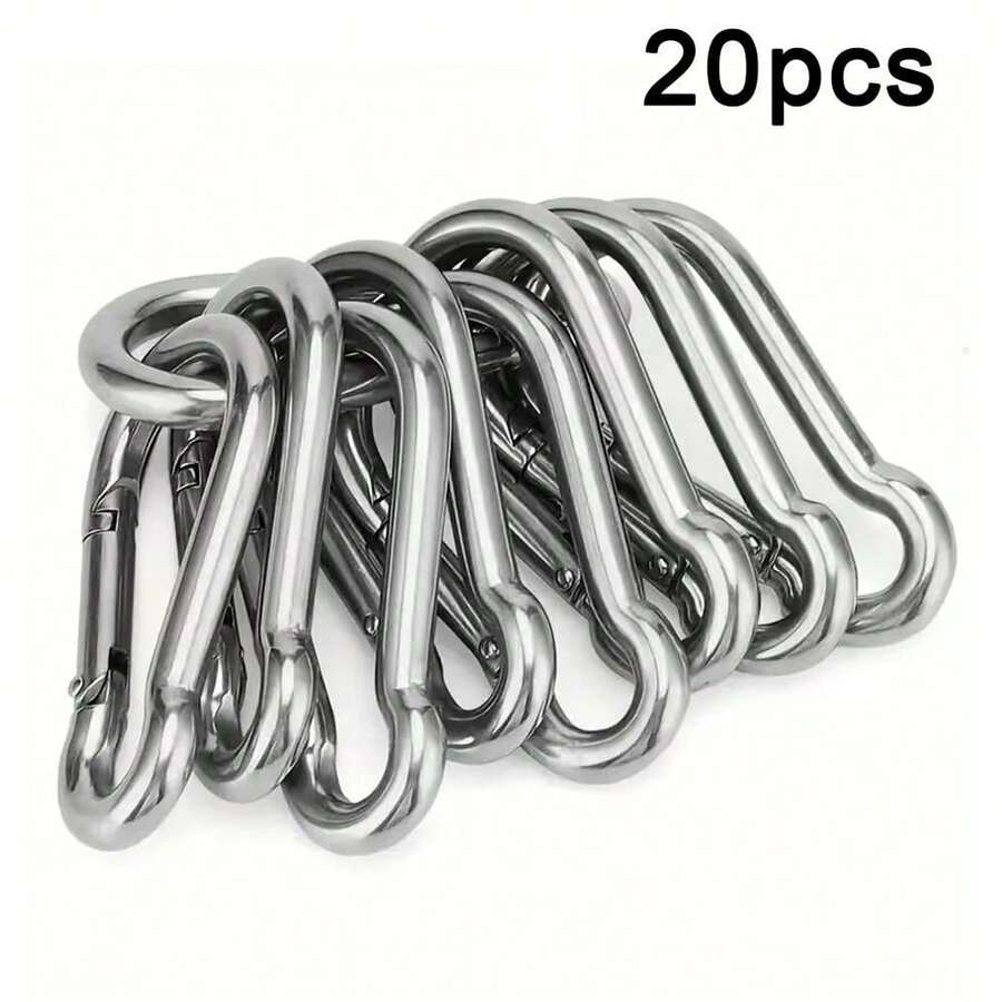20pcs Small Spring Snap Hooks, 1.97 Inch Length, Galvanized Rust-Proof Quick Fastening Clips, Suitable For Camping And Hiking, Metal Clips For Ropes, Chains And Keychains - A - View 1