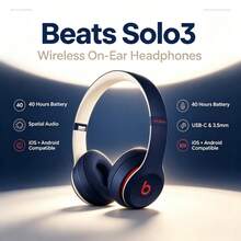 Headphone On-Ear Nirkabel Beats Solo3 - Chip Headphone Apple W1, Bluetooth Kelas 1, Waktu Mendengarkan 40 Jam, Mikrofon Terintegrasi - Academy Blue - View 6