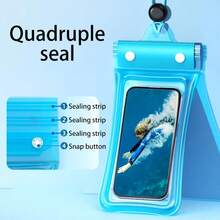 1/2 piezas Bolsa impermeable para teléfono con sello cuádruple, funda para teléfono con pantalla táctil y correa para colgar, bolsa protectora impermeable para natación, rafting, aguas termales y playa - Versión actualizada - Ver 12