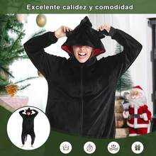 Pijama Mono de Personaje Dragón Negro con Cola para Adultos, Cálido para Otoño e Invierno, Disfraz Festivo de Navidad, Excelente Opción de Regalo de Pareja - Negro - Ver 6