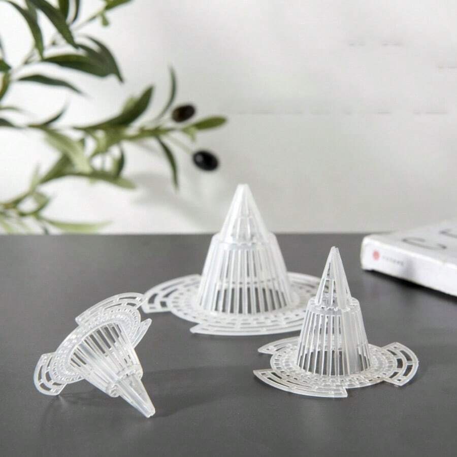 18pcs Flower Pot Bottom Filter, Durable Plastic Cone-Shaped Root Protection Cover, Cage Structure, Prevents Rot And Enhances Drainage, Suitable For Indoor And Outdoor Flower Pots, Indoor Gardening Accessories - Cone-shaped Pot Saucer - View 1