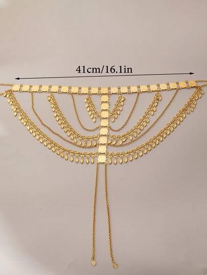 Herseygold 1pc Turkish Coin Tassel Women Head Chain Kurdish Bride Hair Accessory Middle East Arab Wedding Festival Luxury Headpiece