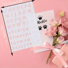 9pcs Letter And Number Stencil Set, 12.7X17.78cm Reusable Plastic Calligraphy Letter Stencils, Suitable For Notebooks, Journals, Scrapbooks, DIY Glass Door Holiday Decoration Painting - Number and Letter Stencil - View 7