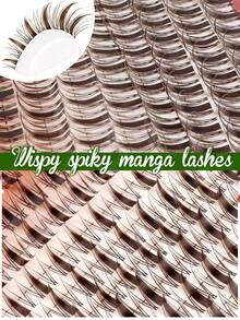 540/648pcs Natural Brown/Black False Eyelashes Can Create A Fluffy Anime Eye Makeup Effect. DIY Large Capacity Three Sided Eyelash Cluster, Made Of Soft Material. Single Cluster False Eyelash Set, With Glue And Sealing Tools, Suitable For Christmas. - Multicolor - View 10