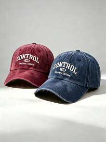 1pc Men Vintage Washed CONTROL Letter Embroidered Baseball Cap, Adjustable Distressed Snapback Hat, Casual Sun Hat For Street Travel Hiking - Multi-color - View 7