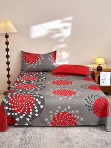 1pc Ultra Soft Printed Bed Sheet, Lightweight As Clouds, Breathable And Soft, Suitable For Various Bed Sizes - Single, Double, Queen, King. Machine Washable, Essential For Home And Student Dorms, Back To School Season Must-Have, Suitable For All Seasons, Room Decor - Multicolor - View 4