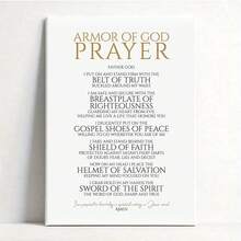 1pc Canvas Poster, "The Armor Of God", Christian Spiritual Prayer Wall Art - Victorious Christian Living Quote, Perfect Gift For Living Room, Bedroom, Home Decor, Religious Theme Poster, Bible Verse Home Decor, Vintage Style Room Decoration, Jesus Farmhouse Wall Art, Suitable For Bathroom, Kitchen, Bedroom, Office - Multicolor - View 2