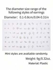 RINTOLER Juego de 36 pares de pendientes mini de plástico hipoalergénico personalizados minimalistas multicolor, patrón aleatorio, colores talla grande oscuros - Plateado - Ver 11