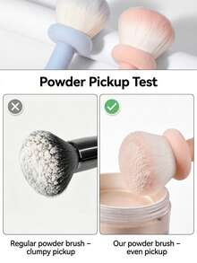 1Pc Cute Mushroom Nail Dust Brush, Soft Large Loose Powder Setting Makeup Brush, Portable Blush Highlighter Powder Brush For Manicure Face Makeup - Multicolor - View 5