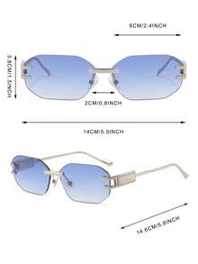 1 Pair Women's Asymmetrical Rimless Silver Luxury Metal Thin Frame Business Style Fashion Glasses - Double Orchid Color - View 5