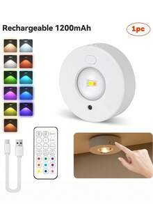 Đèn LED chiếu điểm gắn nam châm cho tủ trưng bày màu trắng, điều khiển từ xa sạc USB bằng nhựa ABS, tăng giảm độ sáng, đa màu RGB, dùng trang trí nhà cửa dịp Giáng sinh và Halloween, đèn hắt tường tạo điểm nhấn - Ấm/Trắng/Trung tính+9 Màu RGB - Xem 12