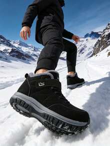 Men's Snow Boots, Casual And Sporty Style, Lace-Up Closure, Suitable For Casual Wear - All Season, Unisex - Black - View 8
