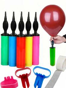 3pcs Manual Balloon Pump (Random Color), Suitable For Weddings, Birthdays, New Year, Parties, Halloween, Thanksgiving And Christmas And Other Occasions. - Multiple Styles - View 2